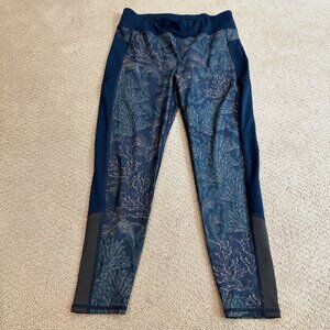 Sweaty Betty Leggings Running Tights Dark Green Botanical Print Active Gym XLP